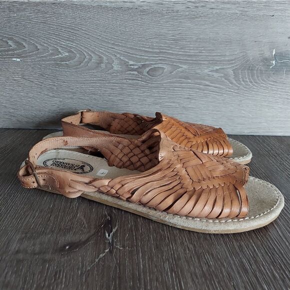 Authentic Hand Crafted Mexican Leather Huaraches Woven Sandals Tan Size 10 US - Picture 3 of 8